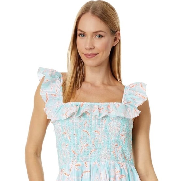 vineyard vines Cay Floral Smocked Midi Dress - Picture 5 of 6